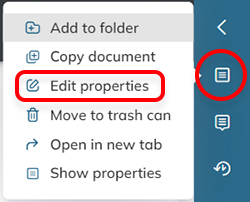 The documents option menu