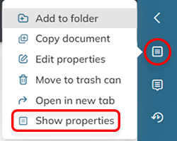 The Show properties option in the Document menu