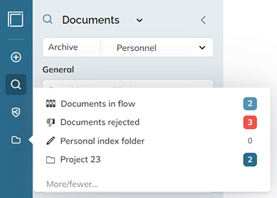 The overview of folders on the Dashboard