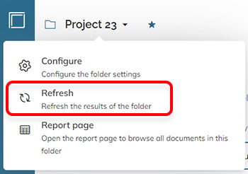 The Refresh option in the action menu of a folder