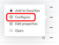 Configuring folder settings from the folder list
