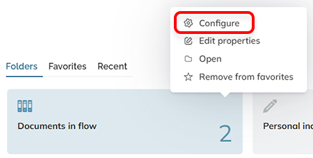 Configuring folder settings from the folder list