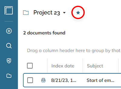 The star icon to mark a folder as favorite
