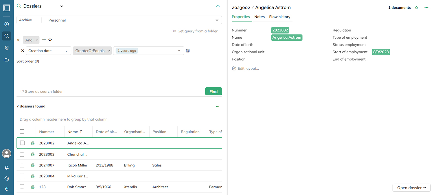 The Advanced search results page