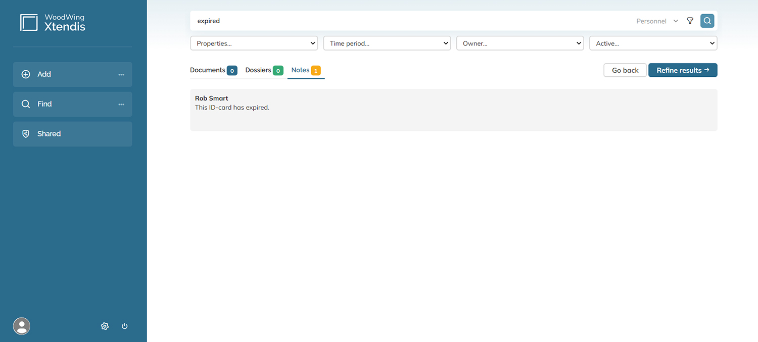 The search results page when performing a Quick search