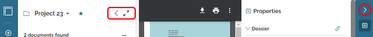 The buttons for quickly hiding components