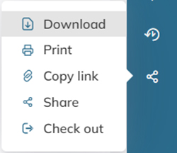 The options in the Share menu