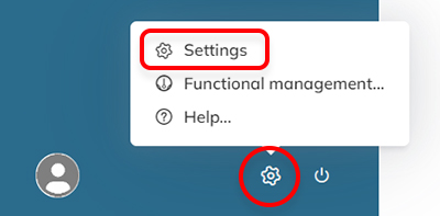 The Settings icon and menu option on the Dashboard