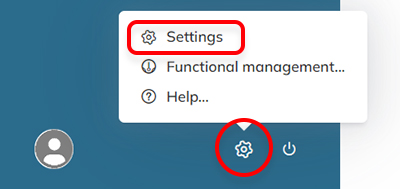 The Settings icon and menu option on the Dashboard
