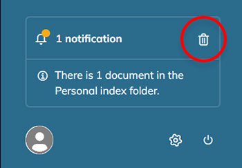 When overing over a notification, a trash can icon appears