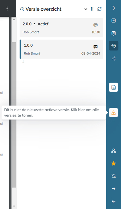 Er verschijnt een waarschuwing bij het bekijken van een document dat niet de actieve versie is