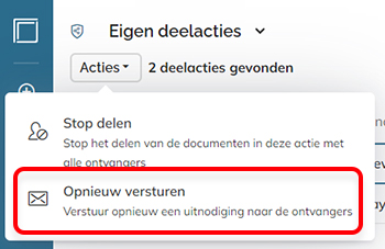 De optie Opnieuw versturen in het Actiemenu