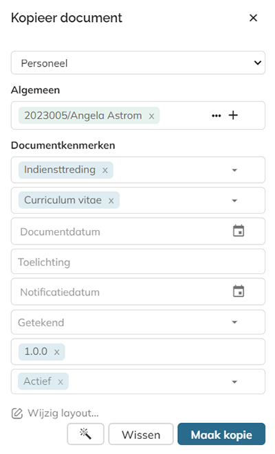 Het paneel Document indexeren