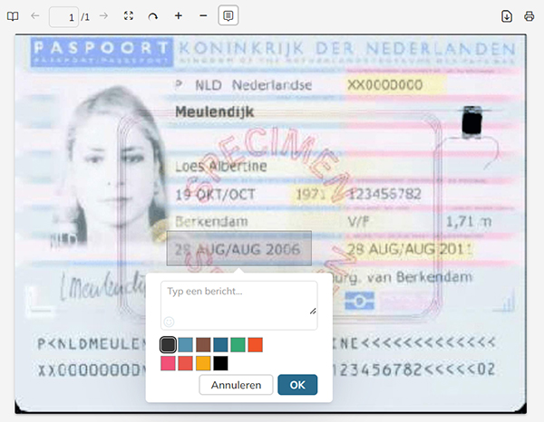 Een notitie toevoegen aan een voorvertoning van een document
