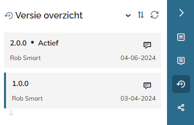 De versie-overzichtsinformatie bekijken in het paneel Geschiedenis