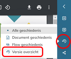 De optie Versie overzicht in het menu van het paneel Geschiedenis
