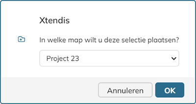 Het dialoog voor het kiezen van de map om documenten naartoe te verplaatsen