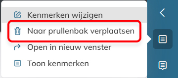 De optie Naar prullenbak verplaatsen