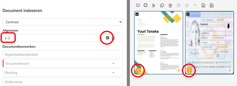 Pagina's splitsen in een andere volgorde dan de volgorde in het document