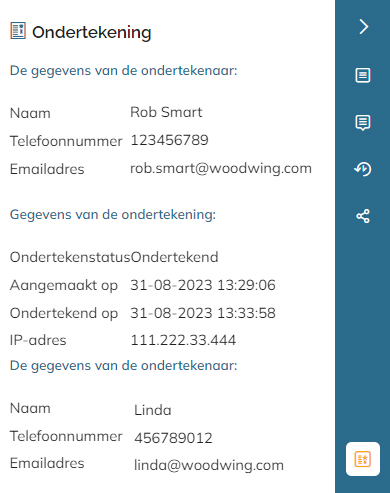 Het paneel Ondertekening en het icoon ervan