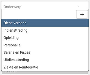 Het plusteken in een lijst met vaste waarden