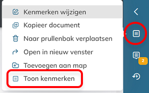 De optie Toon kenmerken in het menu Document