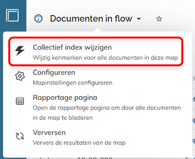 De optie Collectief kenmerken wijzigen in het menu van een  Zoekfolder