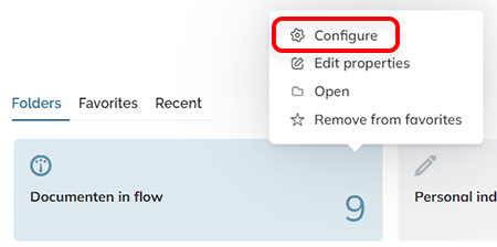 Mapinstellingen configureren vanaf de Startpagina