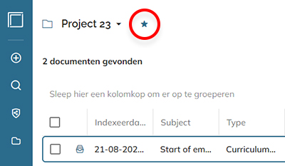 Het ster-icoon om een map als favoriet te markeren