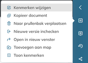 Het menu documenten opties