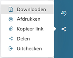 De opties in het menu Delen