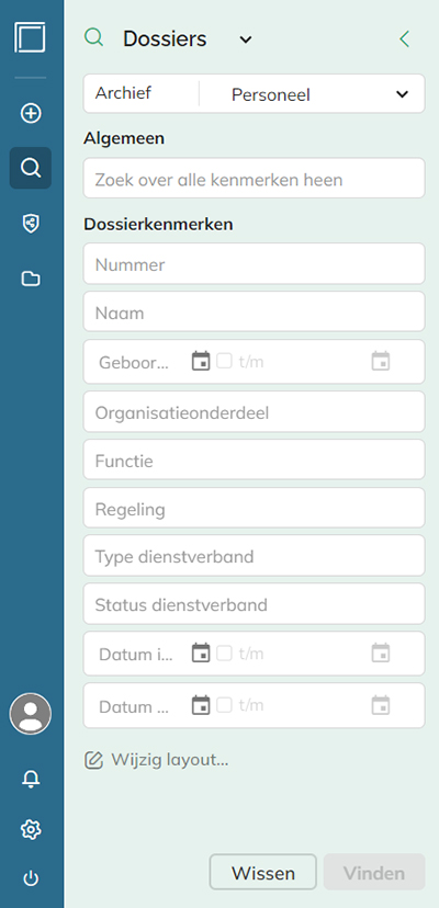 De opties voor het vinden van een notitie
