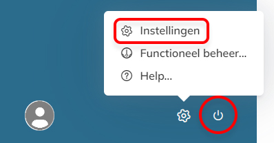 Het Instellingen icoon en menu-optie op de Startpagina