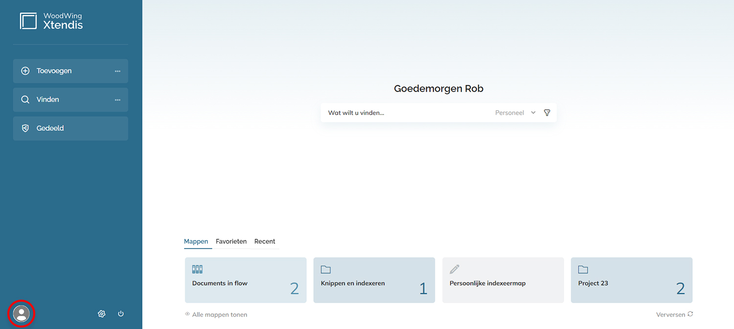 De avatar op de Startpagina