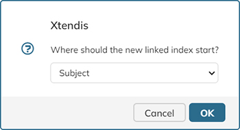 The message asking where the linked index should start