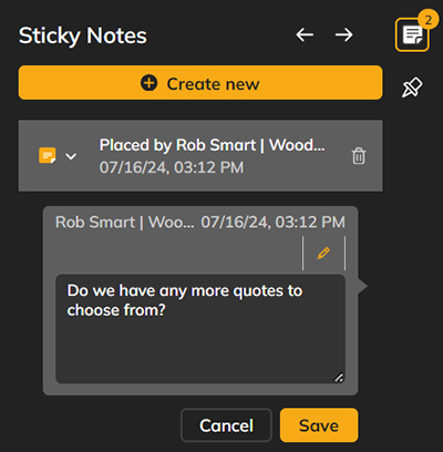 Editing a Sticky Note