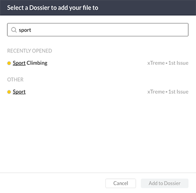 Choose Dossier window