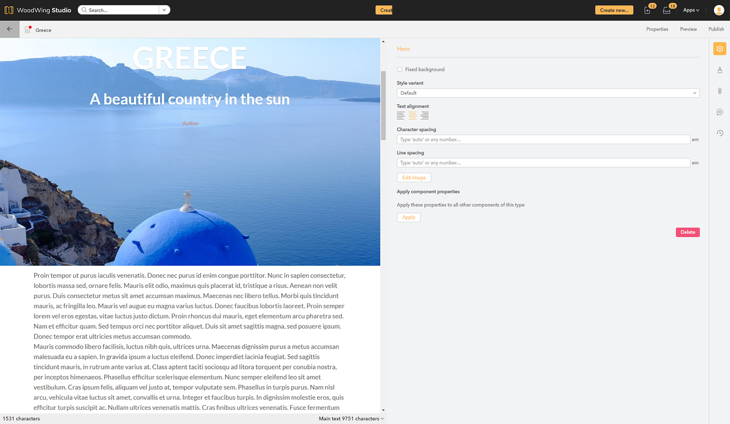 A resized panel in the Digital editor