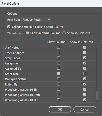 Swivle for InDesign options in the Links panel