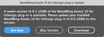 When a new version of Swivle for InDesign is available, a message is shown