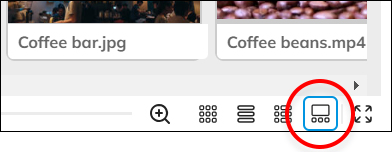 The icon for viewing files in Filmstrip mode