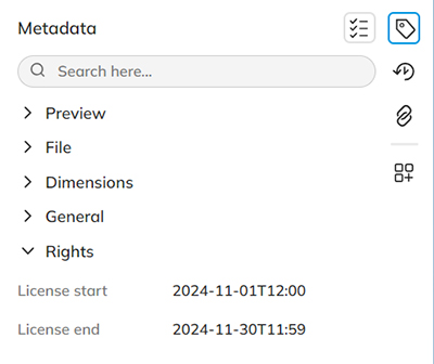 The fields in the Metapanel for setting an embargo period