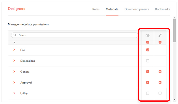 Defining metadata field permissions
