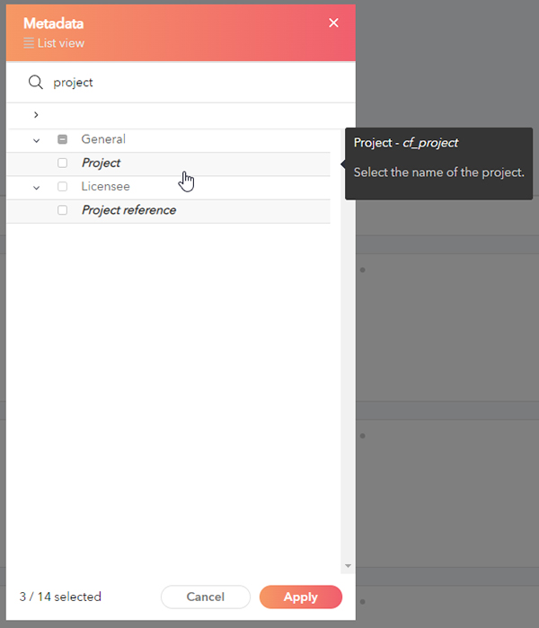 A custom metadata field viewed in Swivle