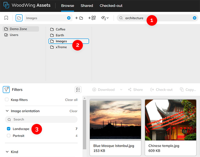 Example of combinging the different search methods