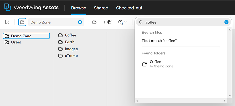 When entering a search term, references appear
