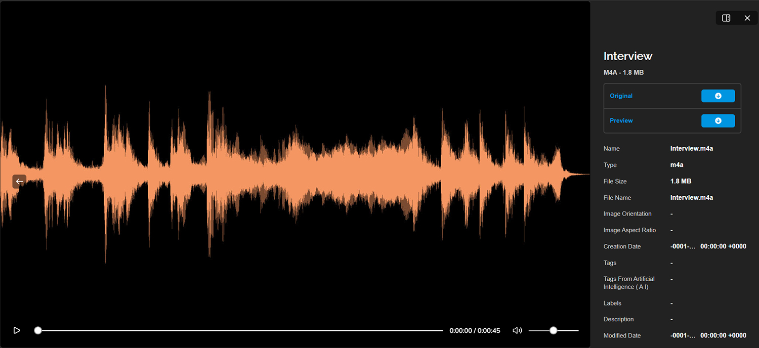 Previewing an audio file
