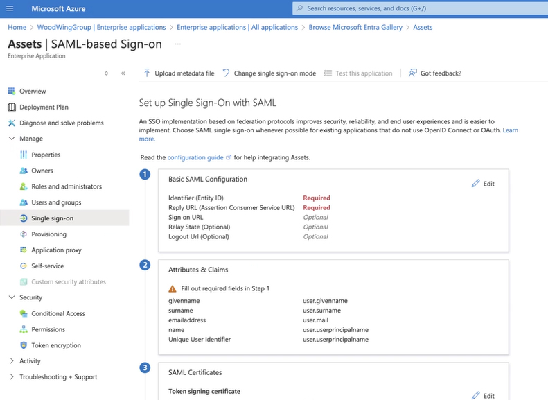 Setting up SAML