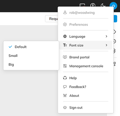Changing the font size in the Avatar menu
