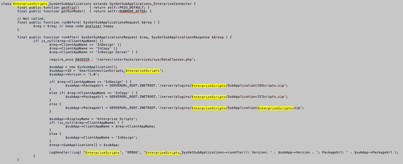 The content of the SysGetSubApplications file renamed